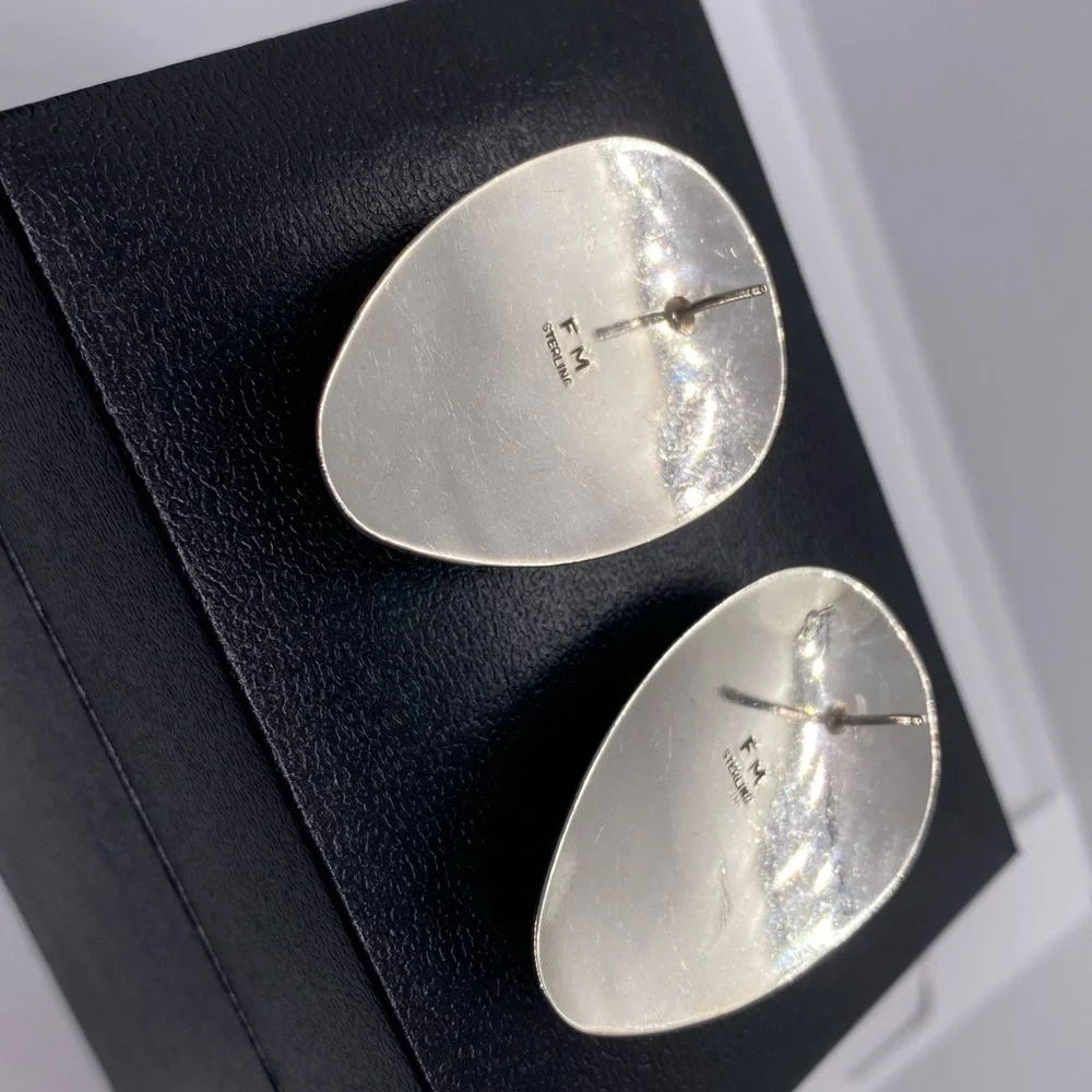 Sterling Silver Block Multi Stone Inlay Post Earrings SIGNED turquoise Navajo - Picture 9 of 16